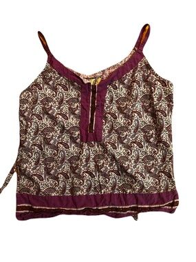 Paisley Print Spaghetti-Strap Cami in Plum